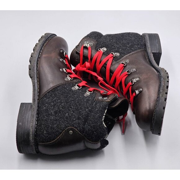 Woolrich Rockies Women's Brown Leather Dark Gray Wool Hiking Boots Sz 9.5 2908 - Picture 16 of 16